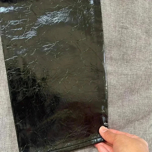 NWT Good American GC125T Women's Pants 8/29 Black Textured Fux Leather Goth - Picture 5 of 11